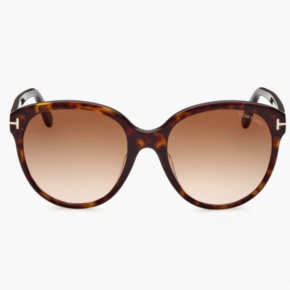 TOM FORD 58mm Round Sunglasses Color: Dark Havana / Gradient Brown - Picture 2 of 10